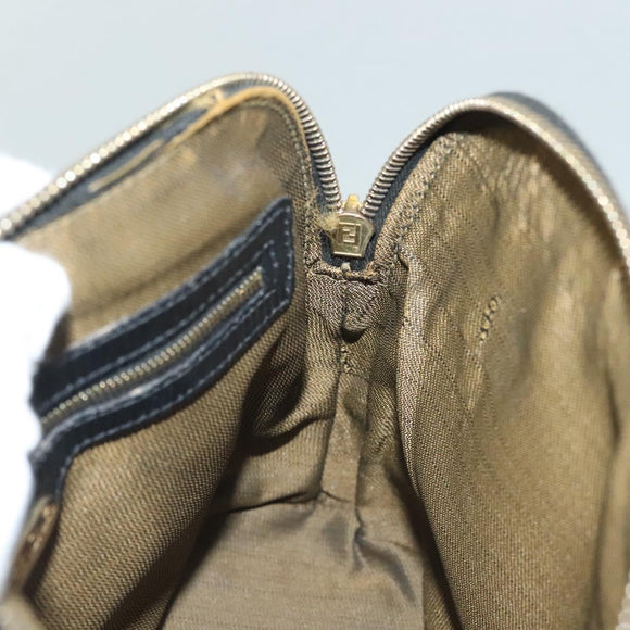 FENDI Hand Bag Leather 2way Black Gold Auth 131367