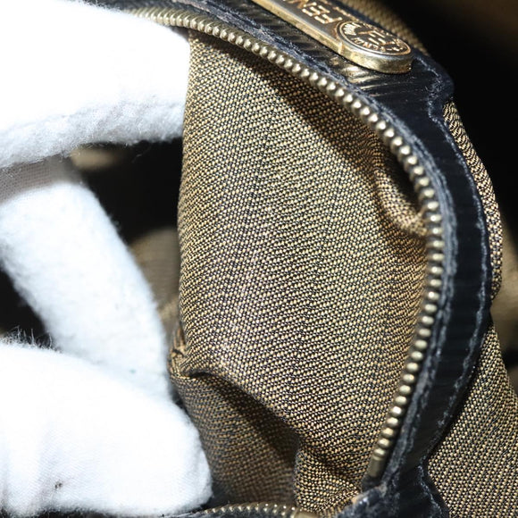 FENDI Hand Bag Leather 2way Black Gold Auth 131367