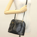 FENDI Hand Bag Leather 2way Black Gold Auth 131367-23