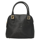 FENDI Hand Bag Leather 2way Black Gold Auth 131367-13