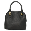 FENDI Hand Bag Leather 2way Black Gold Auth 131367-2
