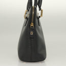 FENDI Hand Bag Leather 2way Black Gold Auth 131367-4