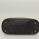 FENDI Hand Bag Leather 2way Black Gold Auth 131367-5