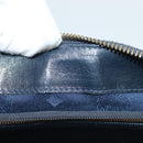 MCM Logogram Vicetos Boston Bag PVC Leather 2way White Gold Auth 131369-19