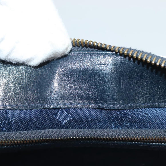 MCM Logogram Vicetos Boston Bag PVC Leather 2way White Gold Auth 131369