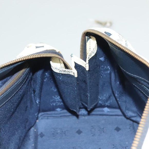 MCM Logogram Vicetos Boston Bag PVC Leather 2way White Gold Auth 131369