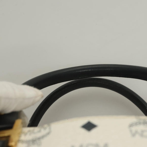 MCM Logogram Vicetos Boston Bag PVC Leather 2way White Gold Auth 131369