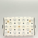 MCM Logogram Vicetos Boston Bag PVC Leather 2way White Gold Auth 131369-5