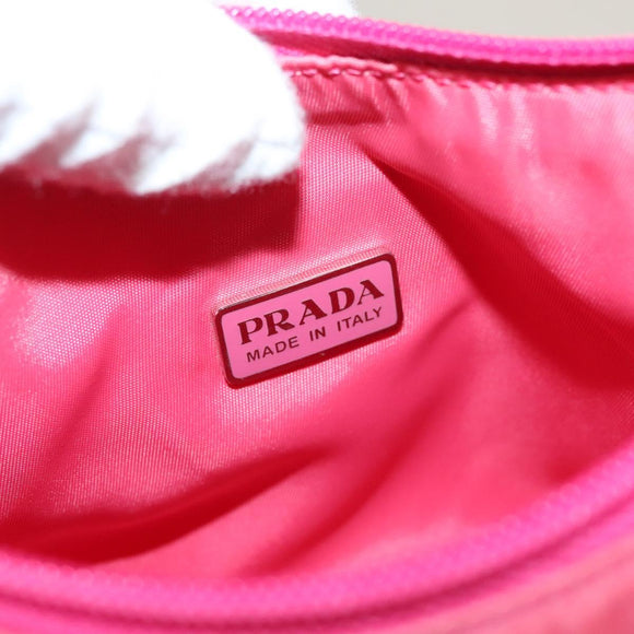 PRADA Accessory Pouch Nylon Pink Silver Auth 131374