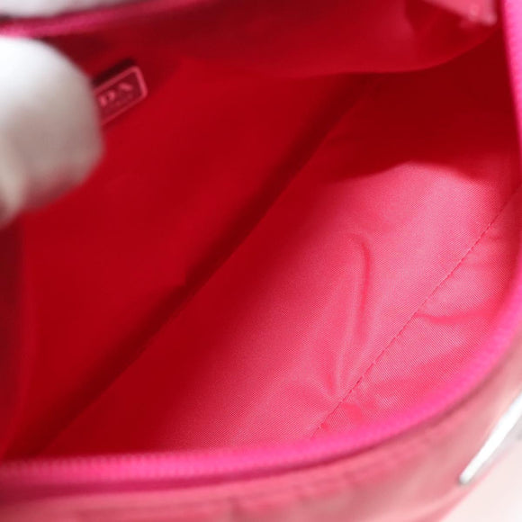 PRADA Accessory Pouch Nylon Pink Silver Auth 131374