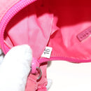 PRADA Accessory Pouch Nylon Pink Silver Auth 131374-20