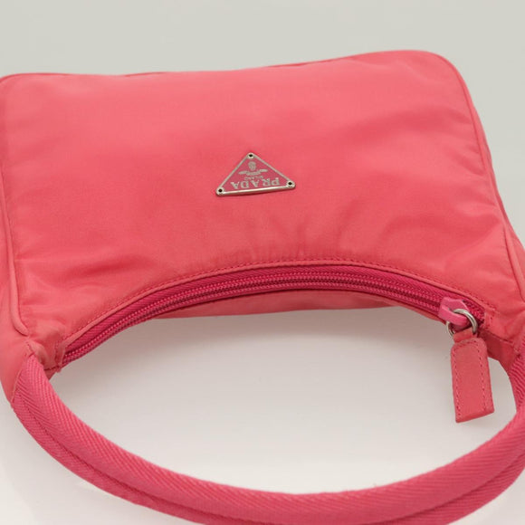 PRADA Accessory Pouch Nylon Pink Silver Auth 131374