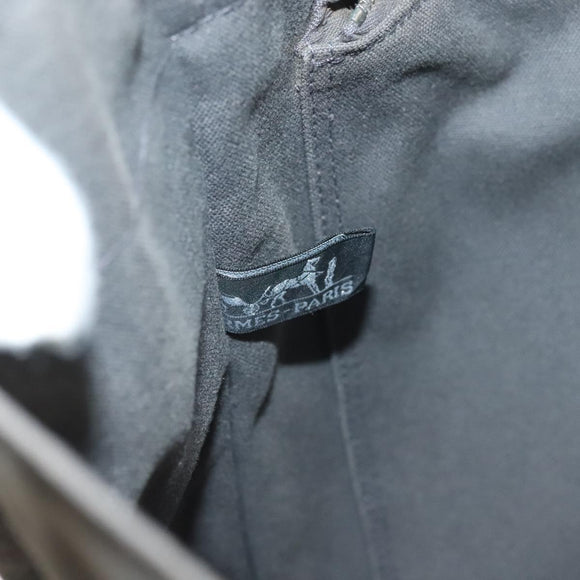 HERMES Fourre Tout MM Hand Bag Canvas Gray Silver Auth 131380