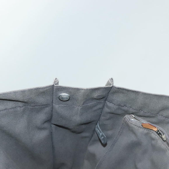 HERMES Fourre Tout MM Hand Bag Canvas Gray Silver Auth 131380