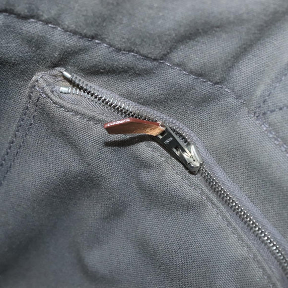 HERMES Fourre Tout MM Hand Bag Canvas Gray Silver Auth 131380