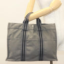 HERMES Fourre Tout MM Hand Bag Canvas Gray Silver Auth 131380-21