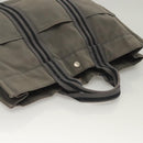 HERMES Fourre Tout MM Hand Bag Canvas Gray Silver Auth 131380-6