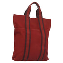 HERMES Fourre Tout Cabass Hand Bag Canvas Red Auth 131381-1