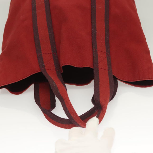 HERMES Fourre Tout Cabass Hand Bag Canvas Red Auth 131381
