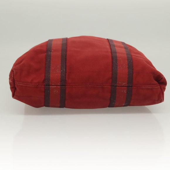 HERMES Fourre Tout Cabass Hand Bag Canvas Red Auth 131381