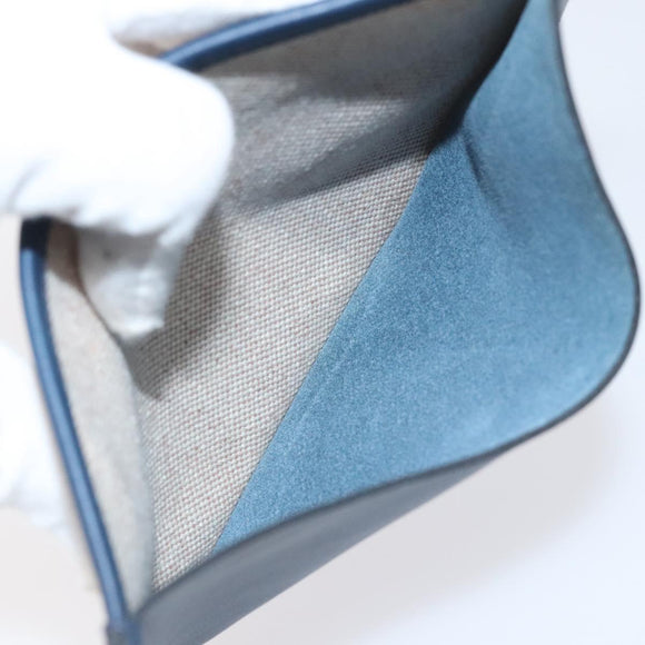 HERMES Petit Ash Pouch Leather Canvas Navy Auth 131382