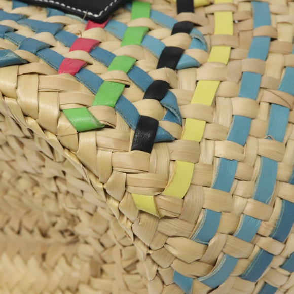 LOEWE Basket Bag Large Anagram Bag Raffia Leather Beige Multicolor Auth 131384M