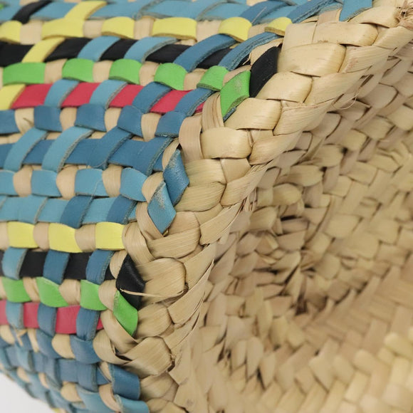 LOEWE Basket Bag Large Anagram Bag Raffia Leather Beige Multicolor Auth 131384M