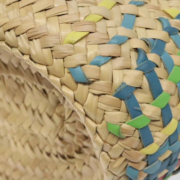 LOEWE Basket Bag Large Anagram Bag Raffia Leather Beige Multicolor Auth 131384M