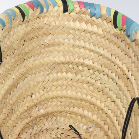 LOEWE Basket Bag Large Anagram Bag Raffia Leather Beige Multicolor Auth 131384M