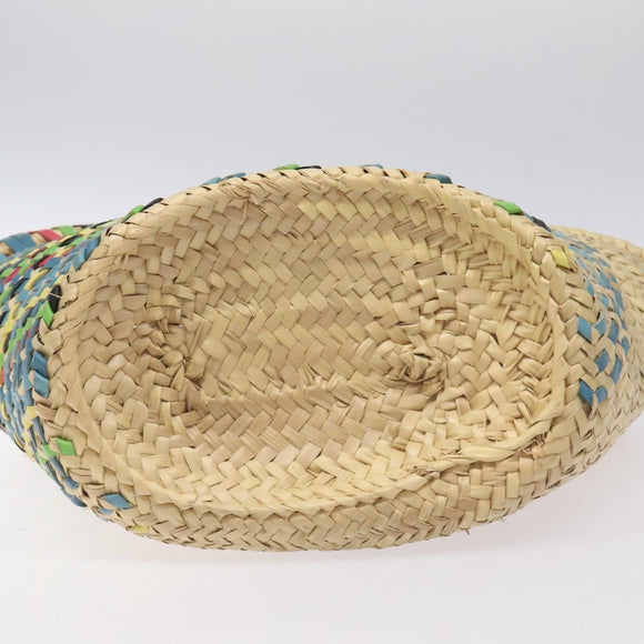 LOEWE Basket Bag Large Anagram Bag Raffia Leather Beige Multicolor Auth 131384M