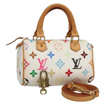 LOUIS VUITTON Monogram Multicolor Mini Speedy Hand Bag White M92645 Auth 131386V