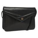 GIVENCHY Shoulder Bag Leather Black Gold Auth 131399-1