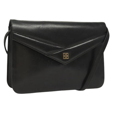 GIVENCHY Shoulder Bag Leather Black Gold Auth 131399