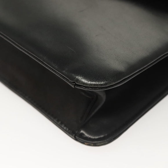 GIVENCHY Shoulder Bag Leather Black Gold Auth 131399