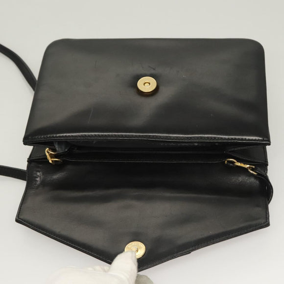 GIVENCHY Shoulder Bag Leather Black Gold Auth 131399
