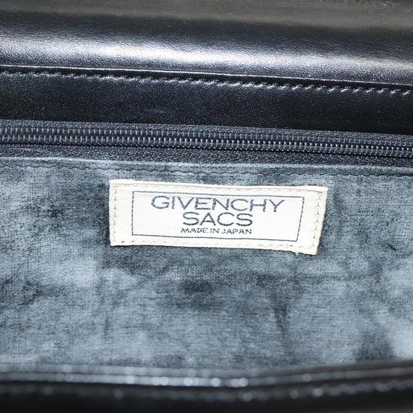 GIVENCHY Shoulder Bag Leather Black Gold Auth 131399