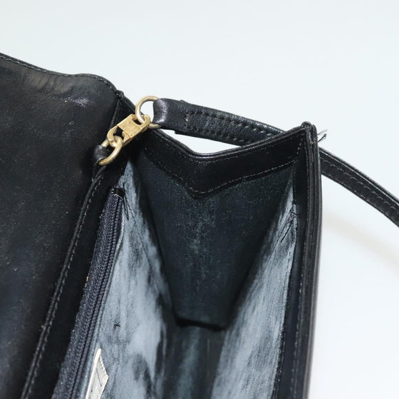 GIVENCHY Shoulder Bag Leather Black Gold Auth 131399