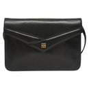 GIVENCHY Shoulder Bag Leather Black Gold Auth 131399-13