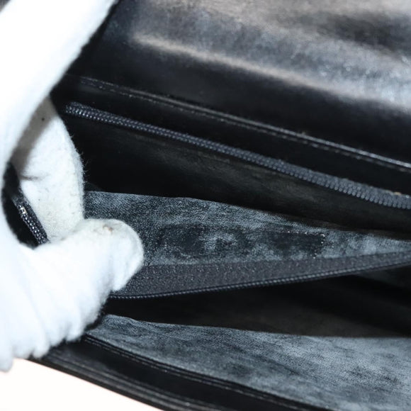 GIVENCHY Shoulder Bag Leather Black Gold Auth 131399