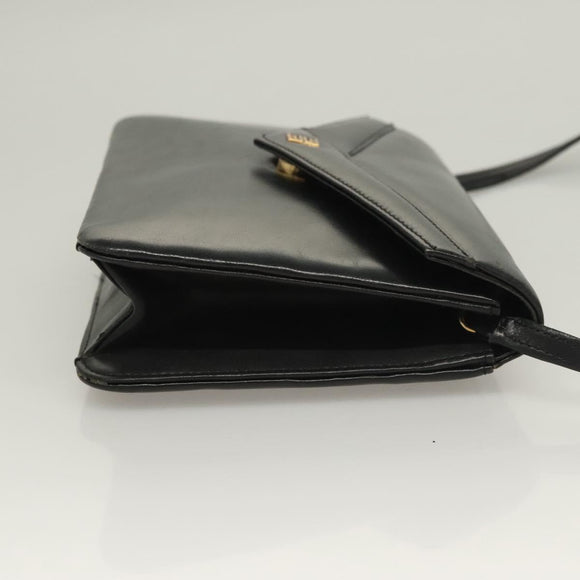 GIVENCHY Shoulder Bag Leather Black Gold Auth 131399