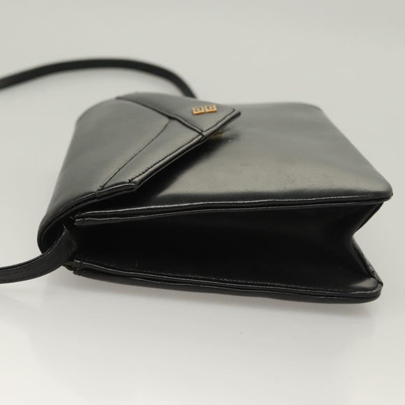 GIVENCHY Shoulder Bag Leather Black Gold Auth 131399