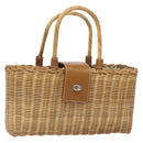 BURBERRY Hand Bag Wicker Beige Brown Auth 131420-1