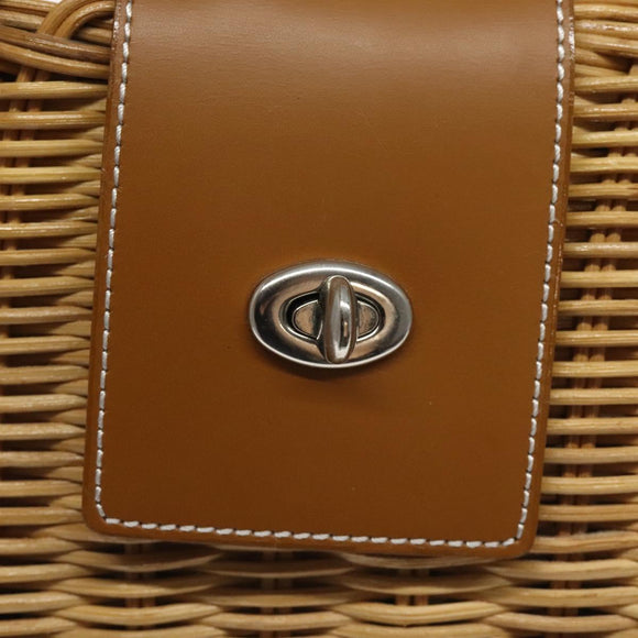 BURBERRY Hand Bag Wicker Beige Brown Auth 131420