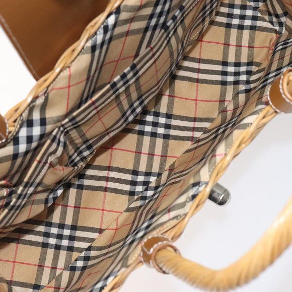 BURBERRY Hand Bag Wicker Beige Brown Auth 131420