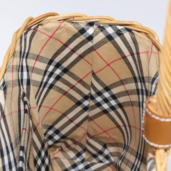 BURBERRY Hand Bag Wicker Beige Brown Auth 131420