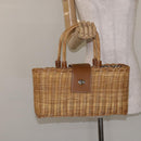 BURBERRY Hand Bag Wicker Beige Brown Auth 131420-19