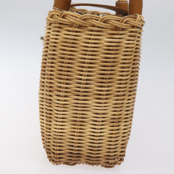 BURBERRY Hand Bag Wicker Beige Brown Auth 131420