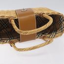 BURBERRY Hand Bag Wicker Beige Brown Auth 131420-7