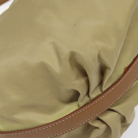 PRADA Shoulder Bag Nylon Leather Beige Silver Auth 131422