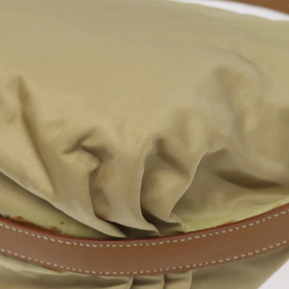 PRADA Shoulder Bag Nylon Leather Beige Silver Auth 131422